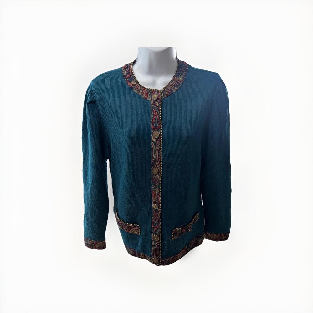 Jeffrey & and Dara Petite by Linda Hutley Vintage Knit Cardigan